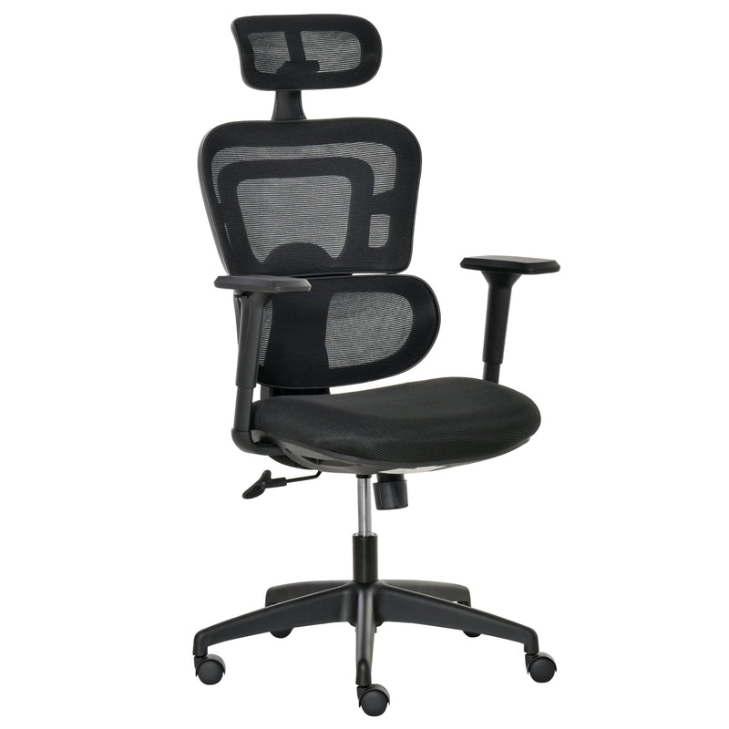 Ergonomic High-Back Mesh Office Chair - Swivel Desk Chair with Adjustable Height, Headrest, and Lumbar Support - Comfortable Padded Seating for Home Office Use