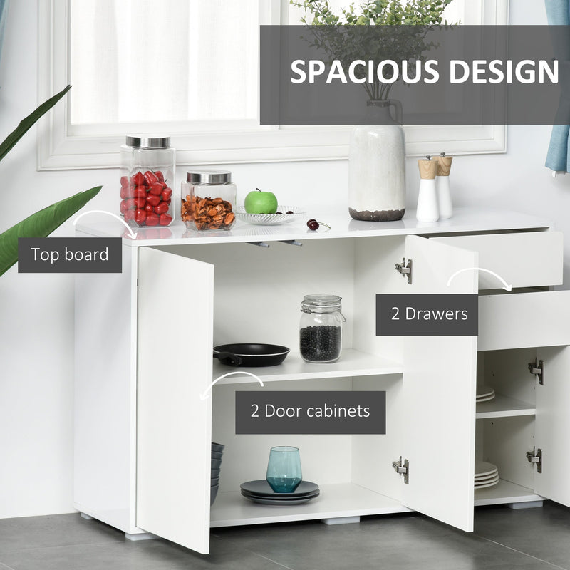 High Gloss Sideboard Cabinet - Contemporary Push-Open Design with Dual Drawers - Stylish Storage Solution for Living Room and Bedroom
