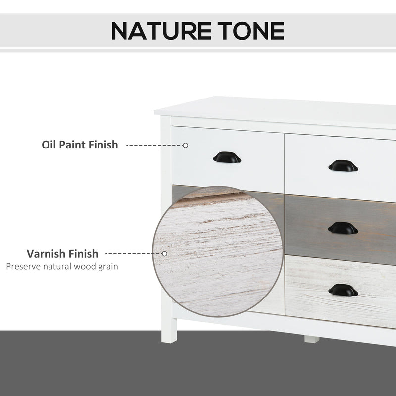 6-Drawer Side Cabinet Home Organizer - Spacious Storage Unit with Round Handles - Perfect for Bedroom & Living Room Organization