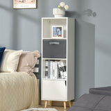 White Wooden Bookcase with Doors - 3-Tier Display Cabinet for Books and Decor - Ideal for Home Office, Living Room, Bedroom, and Study Organization